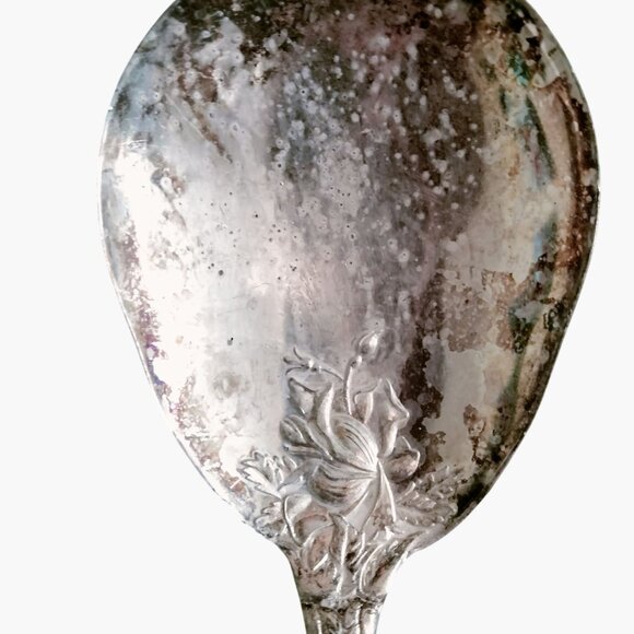 W A Italy Silverplated Salad Serving Spoon Fork Floral Design Wedding Elegant - Picture 5 of 7